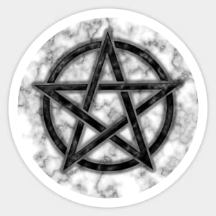 Black Pentacle on White Marble Sticker